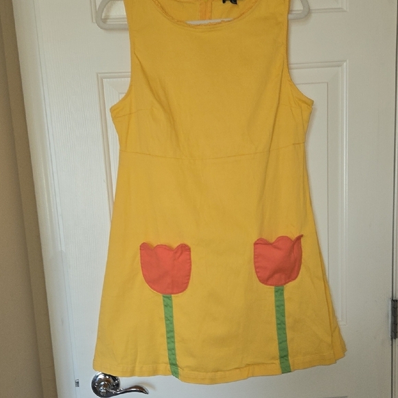 Smak Parlour UNIQUE VINTAGE KAWAII Yellow DRESS CUTE BOLD ARTSY BOLD RETRO LARGE - Picture 6 of 13